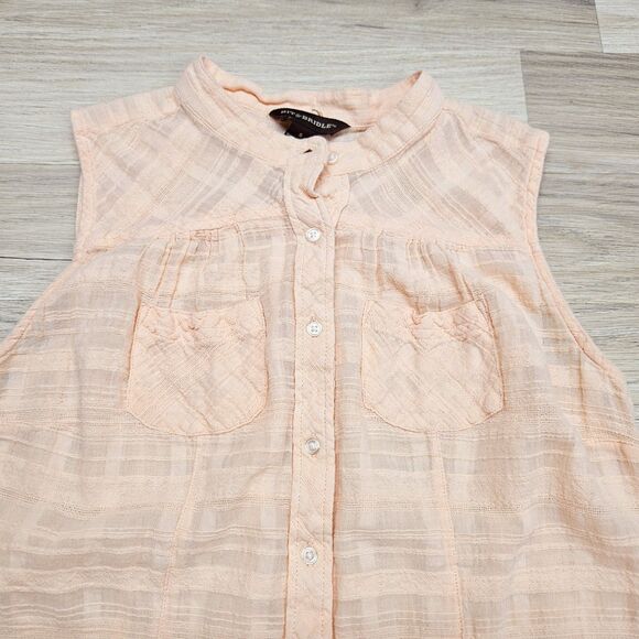 Bit & Bridle Womens Peach Orange Button Down Tank Shirt Small - Picture 3 of 7